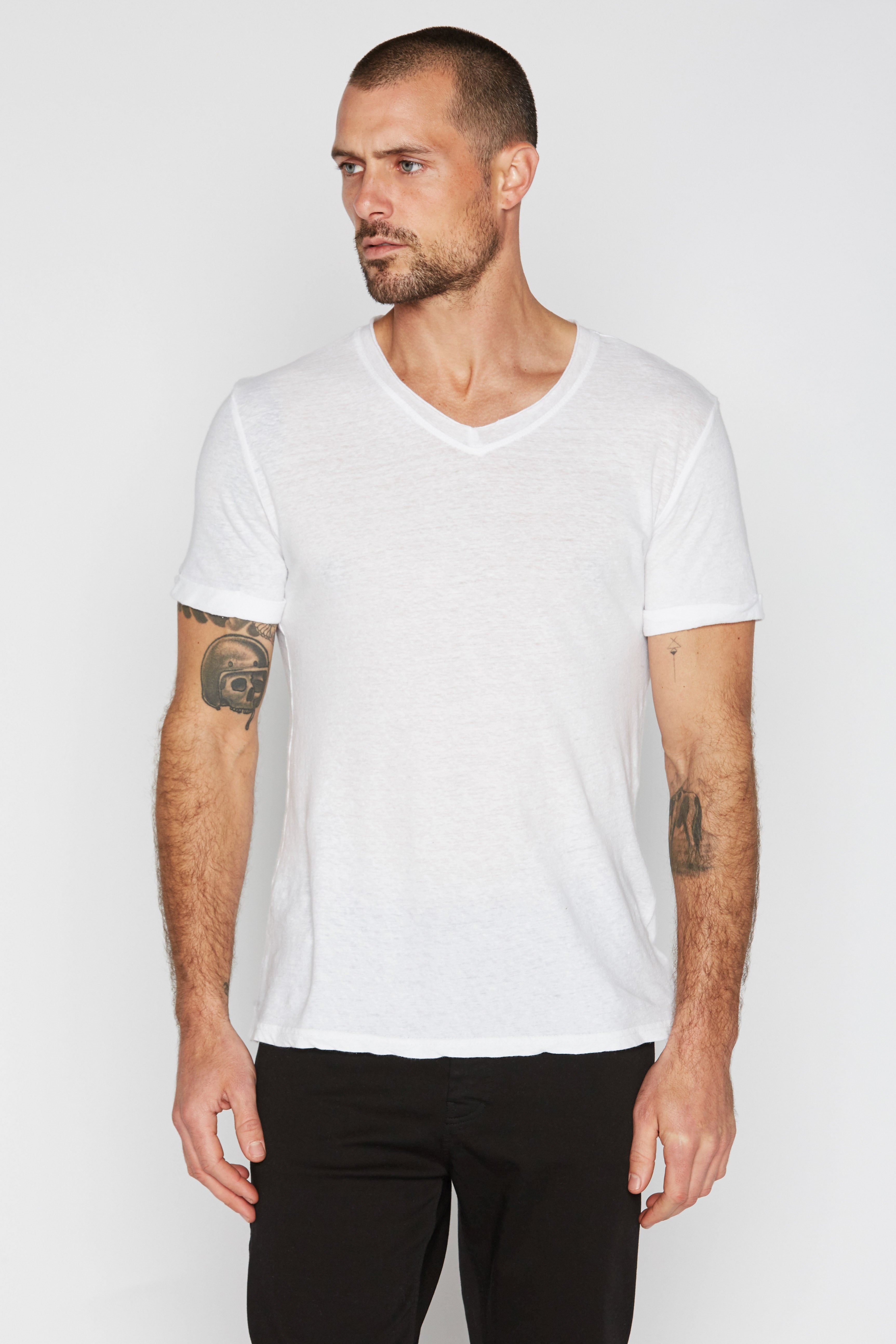 Men's Cotton Linen V-Neck Tee