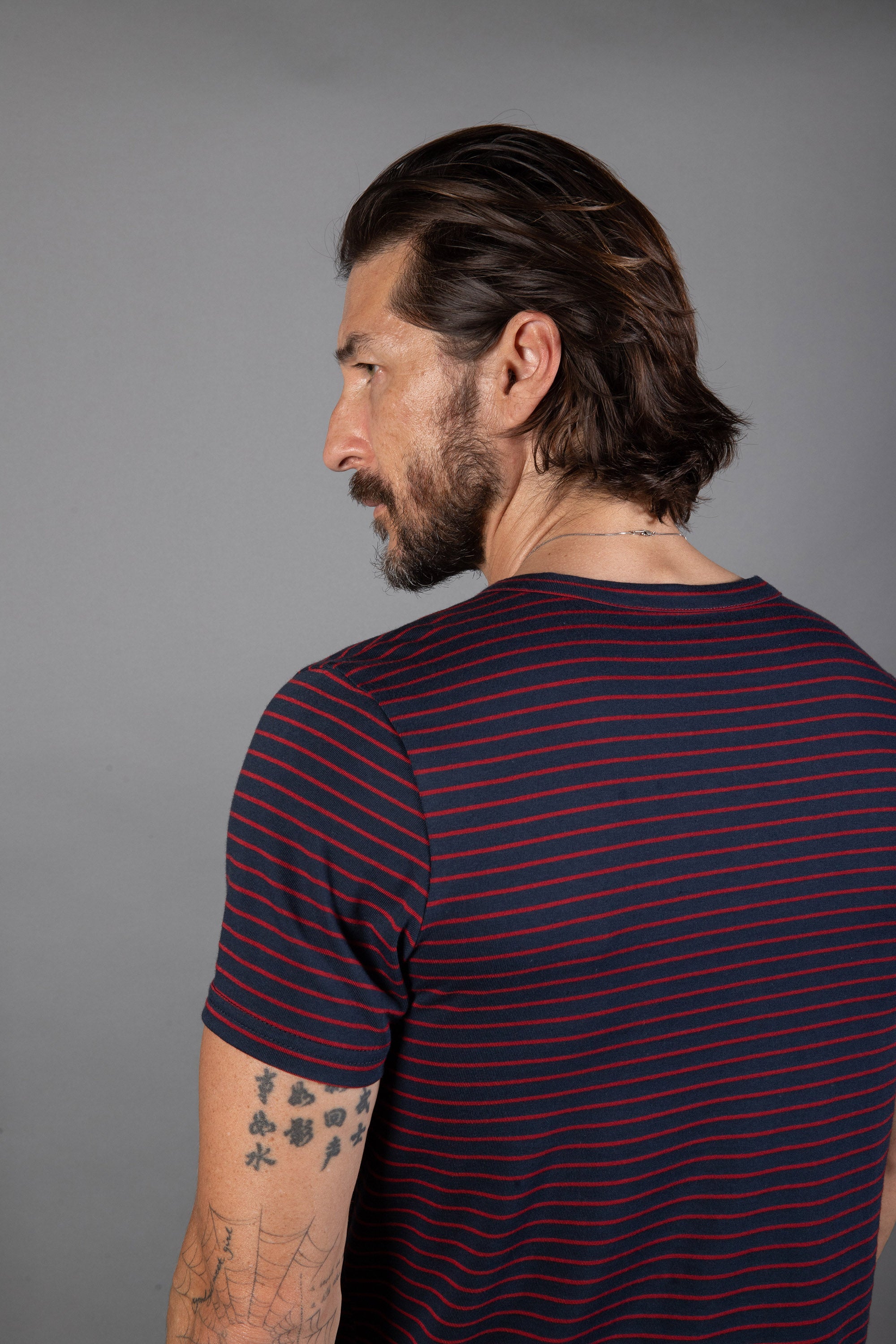 Men's Cross V-Neck Stripe Tee