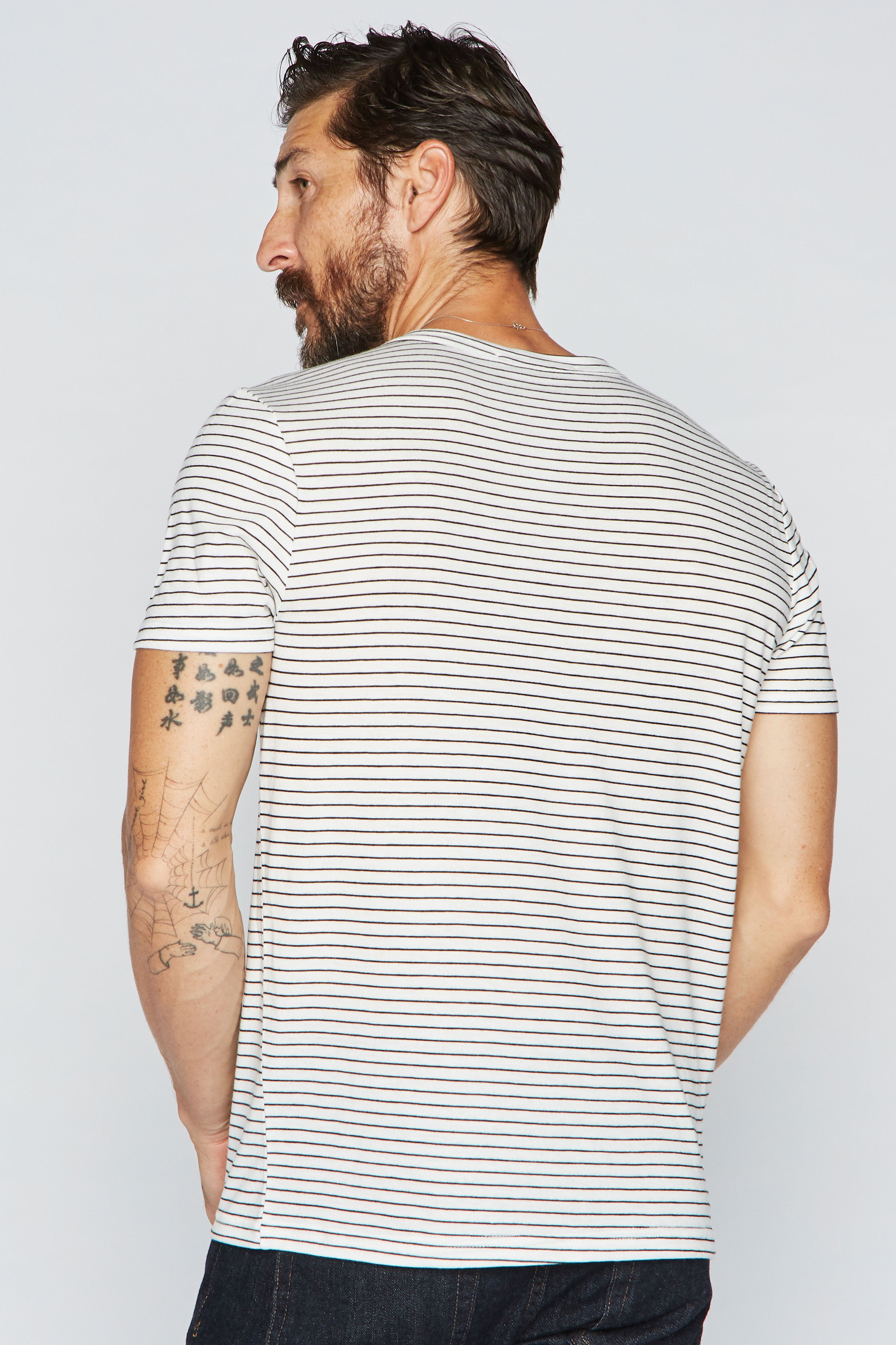 Men's Cross V-Neck Stripe Tee