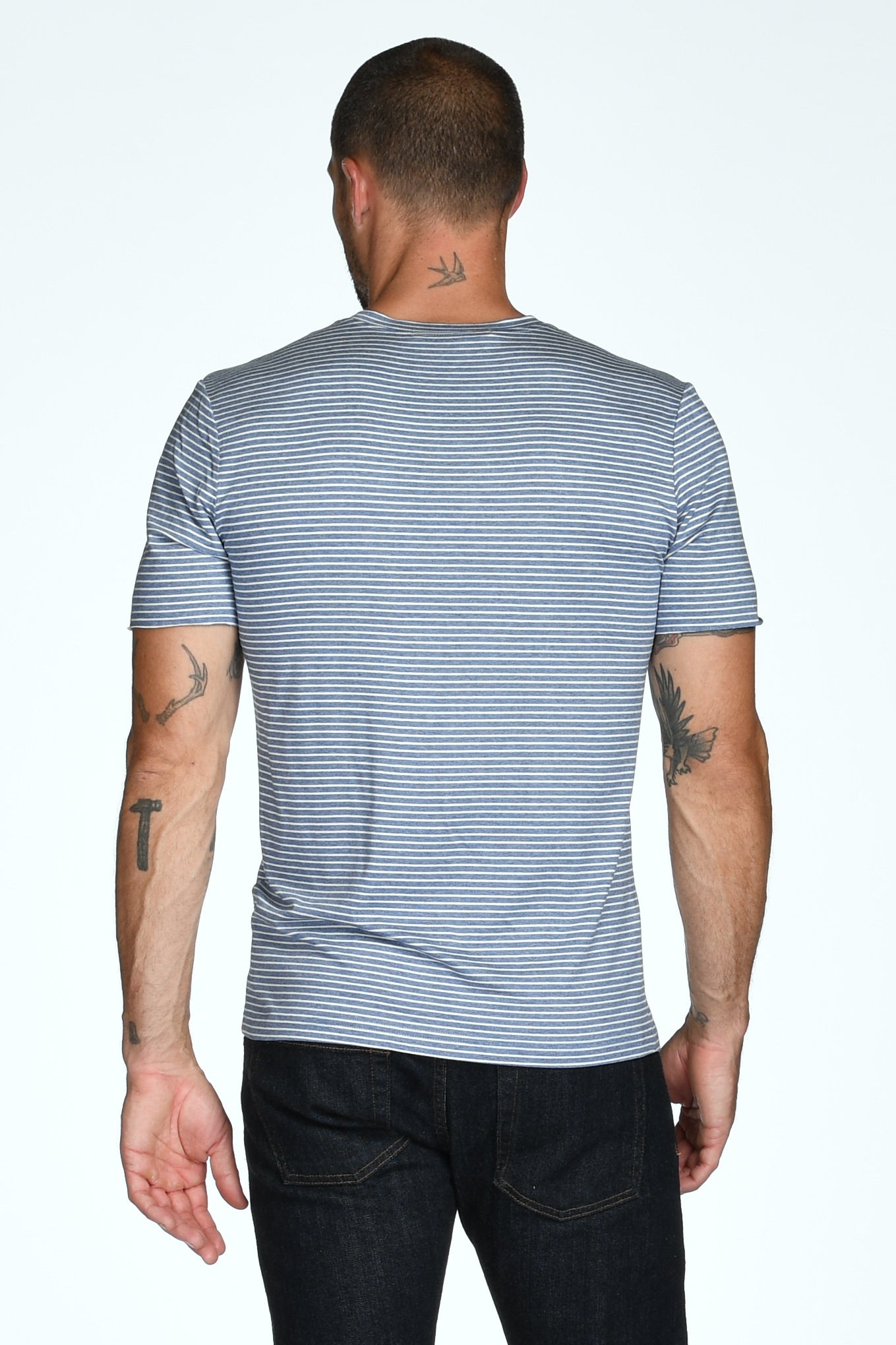 Men's Princeton Wide Pocket V-Neck Stripe Tee