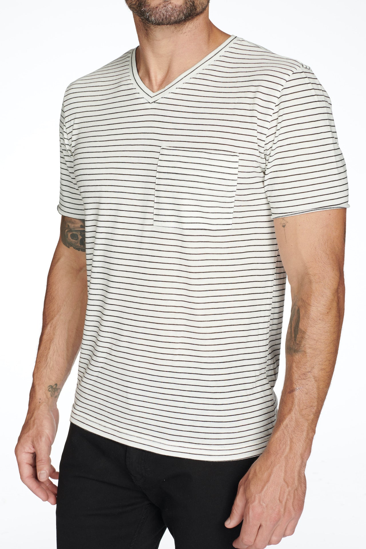 Men's Princeton Wide Pocket V-Neck Stripe Tee