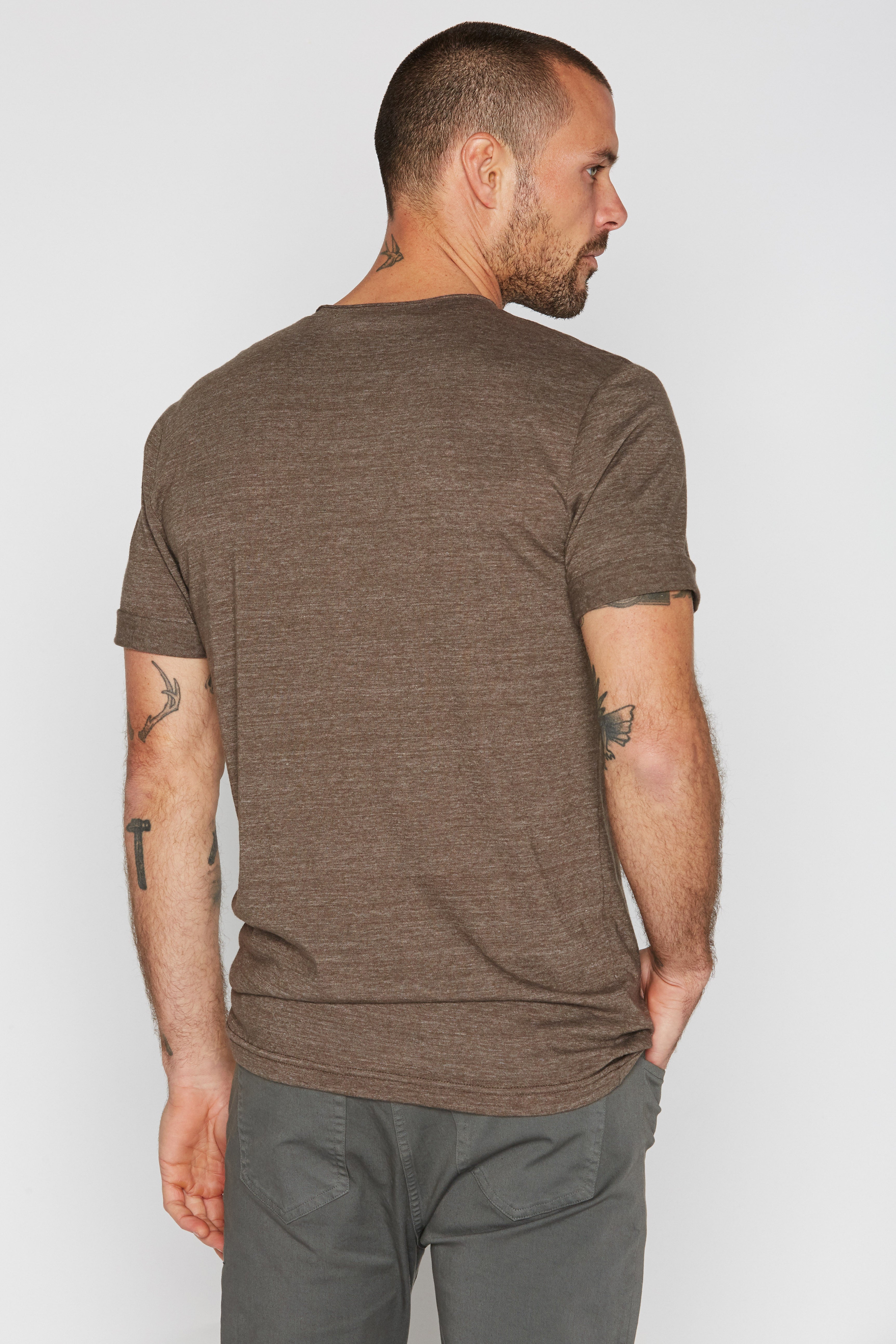 Men's Tri-Blend Stitch Sleeve V-Neck Tee