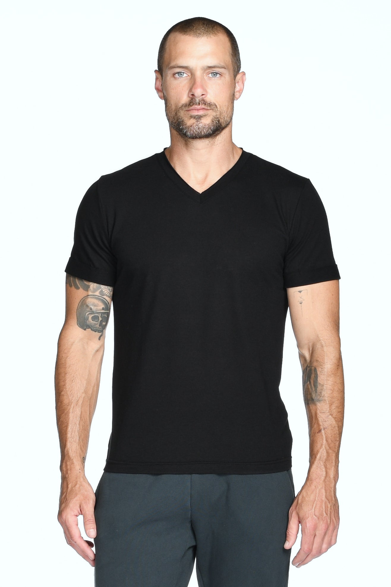 Men's Tri-Blend Stitch Sleeve V-Neck Tee