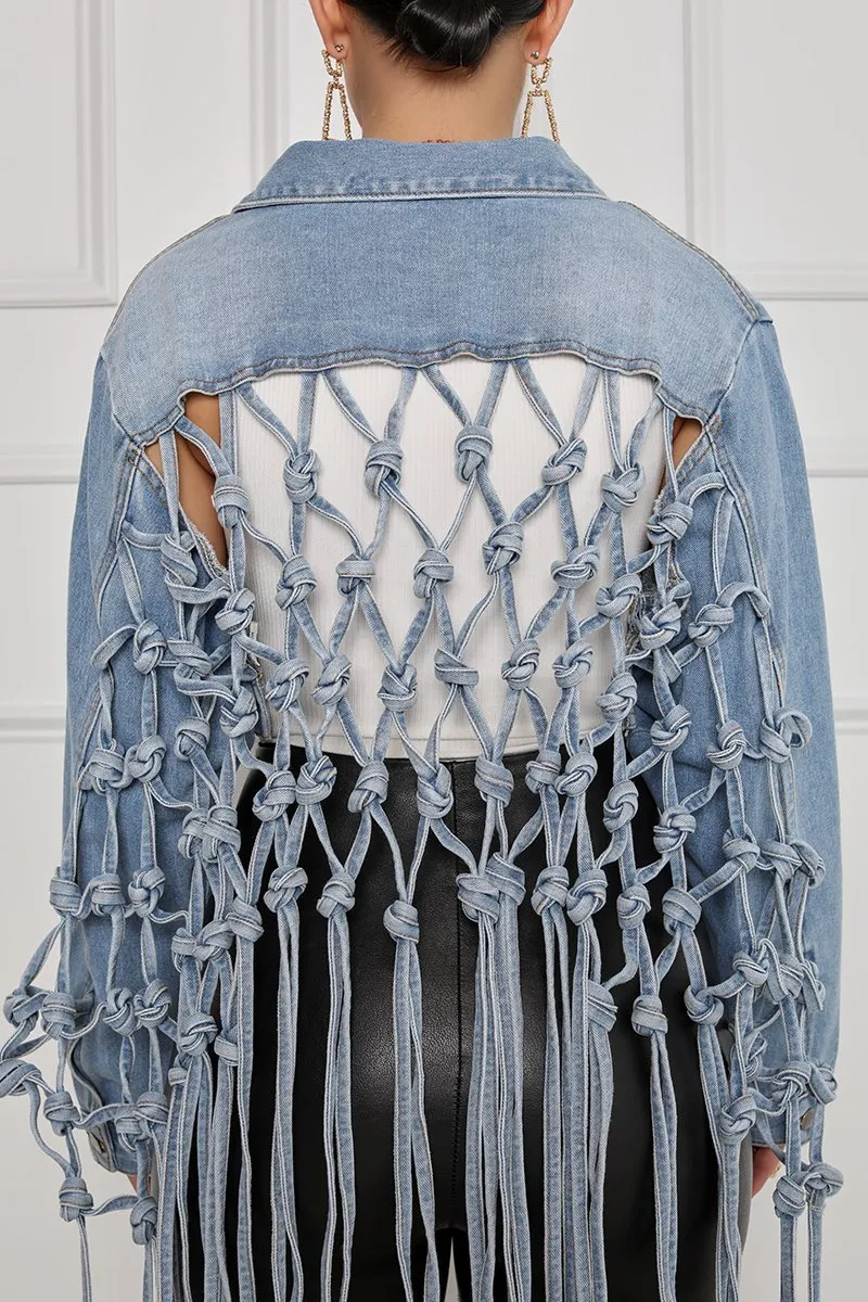 Mesh Fringed Denim Jacket