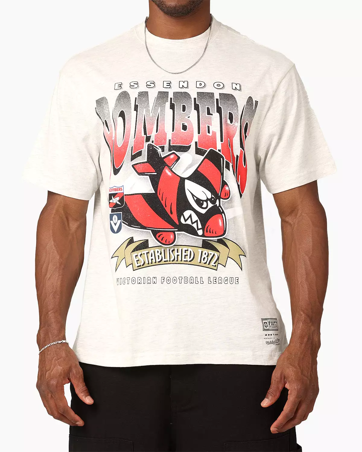 Mitchell & Ness Essendon Bombers Character T-Shirt Silver Marle