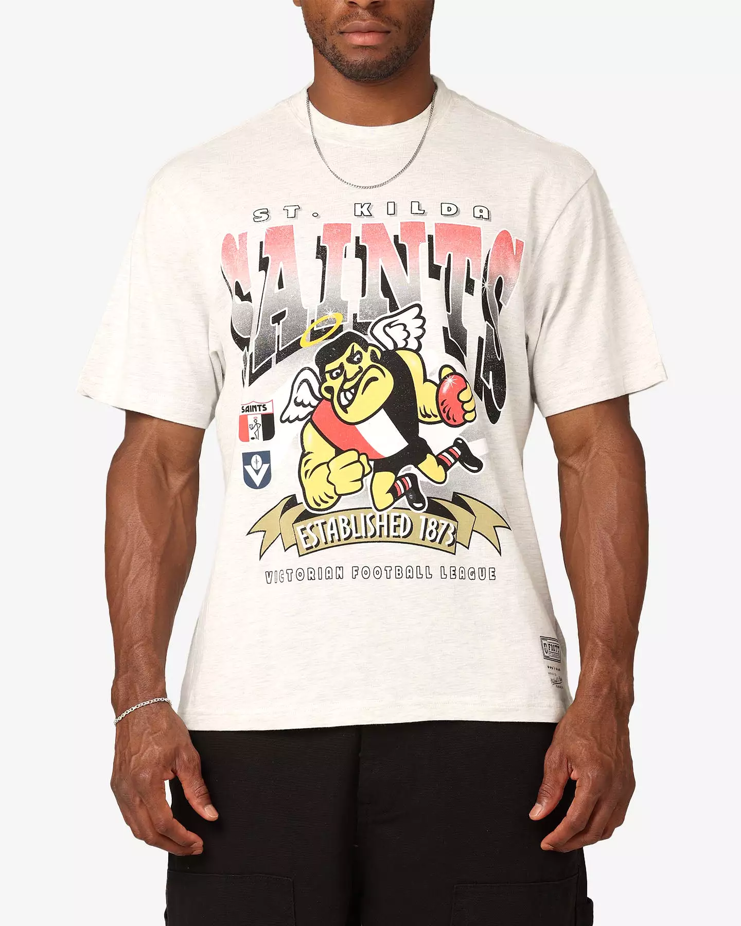 Mitchell & Ness St. Kilda Saints Character T-Shirt Silver Marle