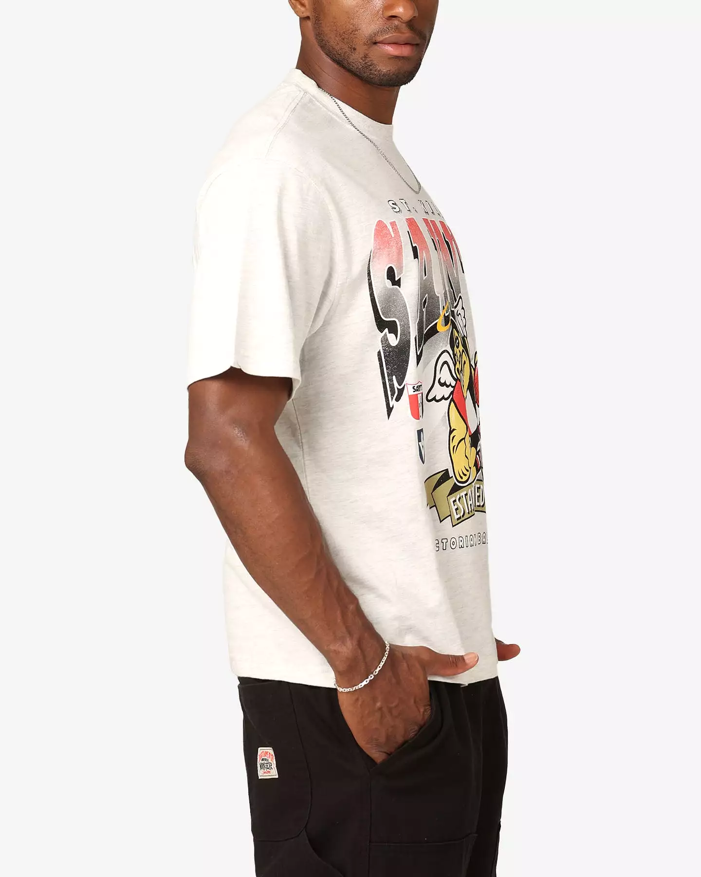 Mitchell & Ness St. Kilda Saints Character T-Shirt Silver Marle