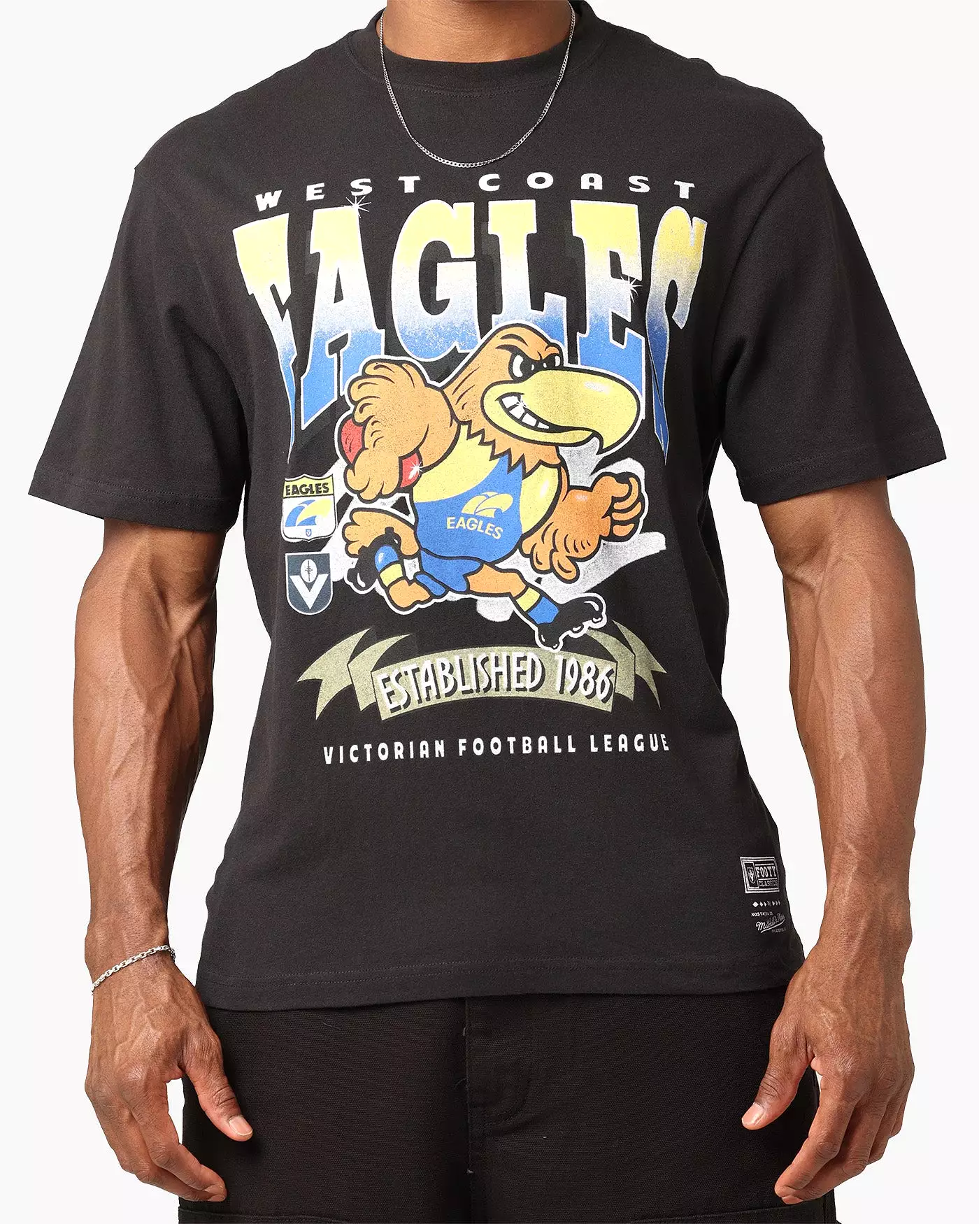 Mitchell & Ness West Coast Eagles Character T-Shirt Faded Black