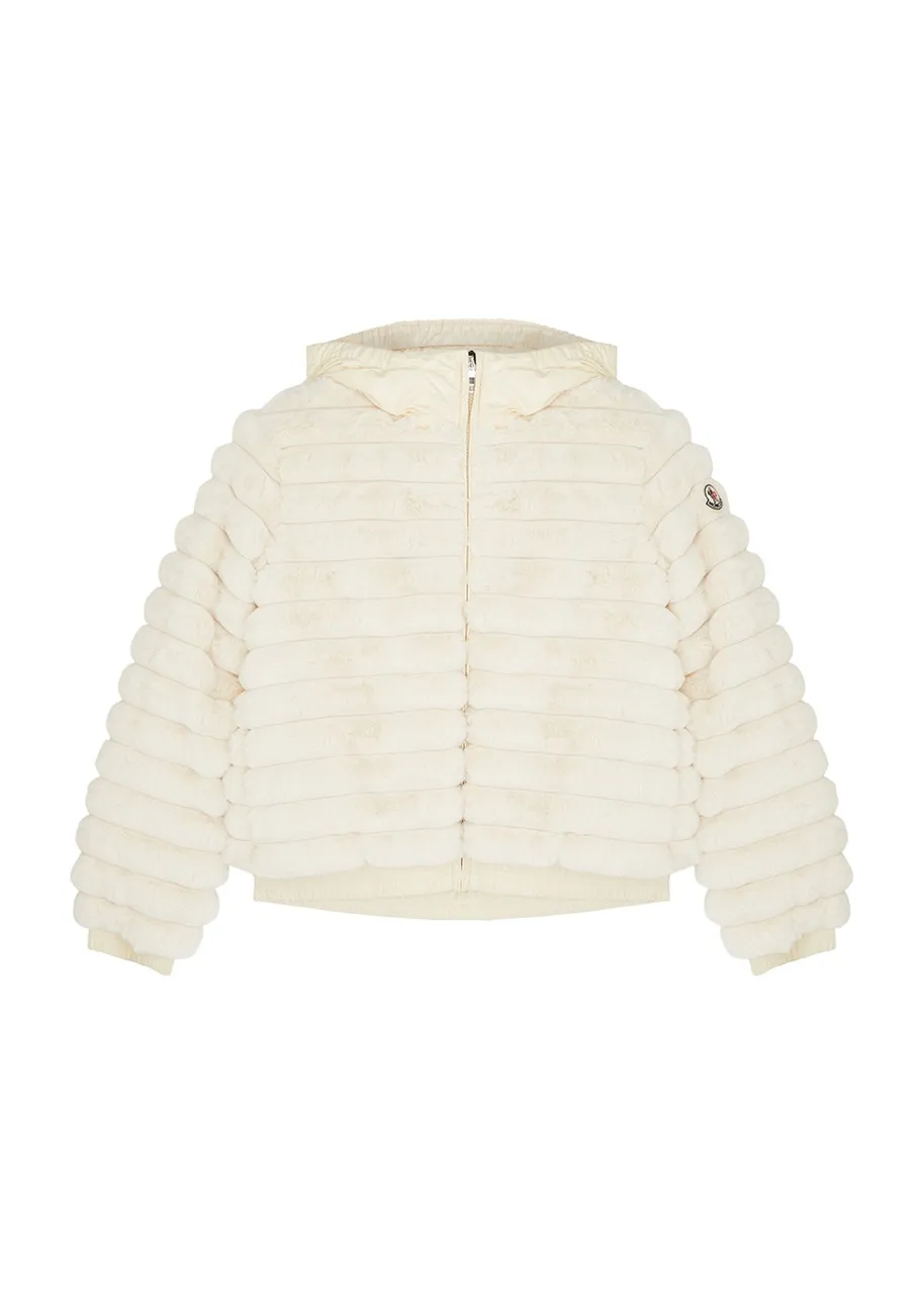 MONCLER KIDS Latife cream faux fur jacket (12-14 years) -                         -                     -                