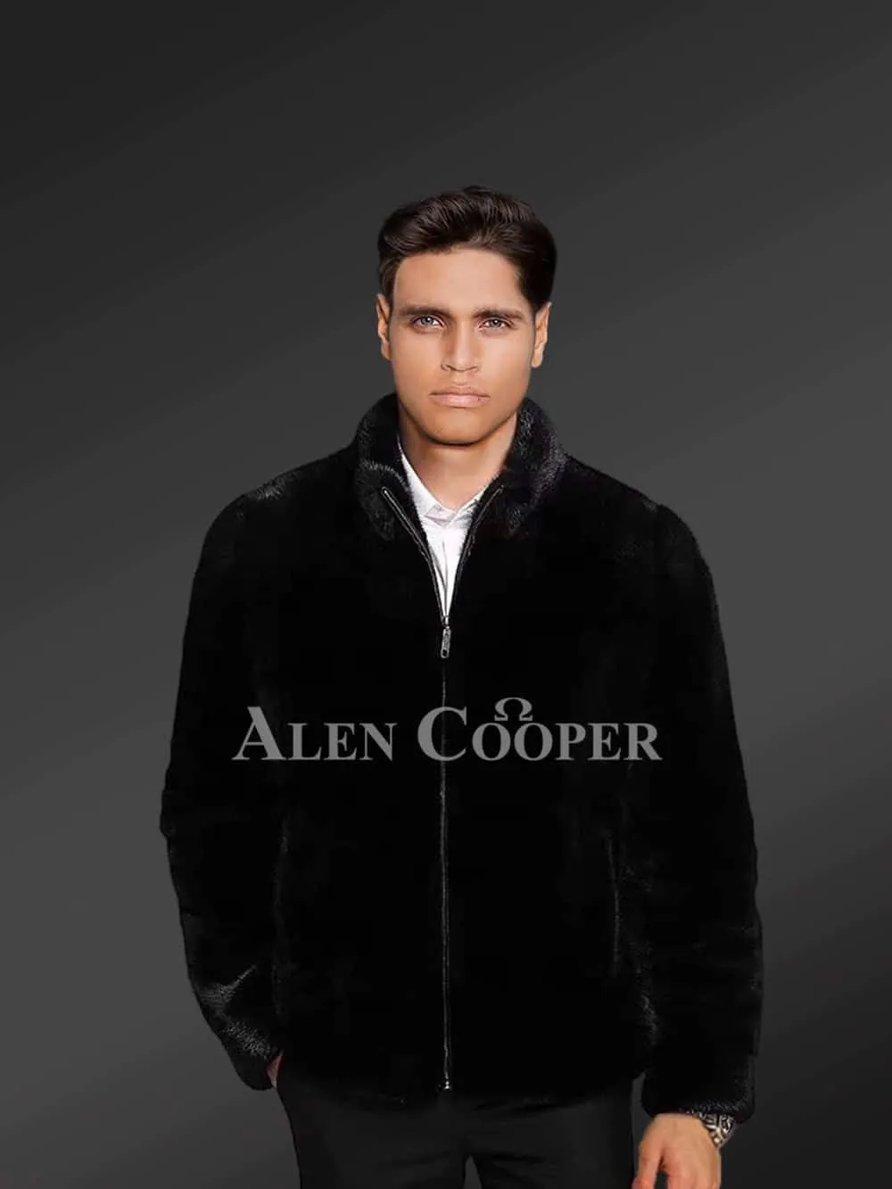 Mysterious Black Full Skin Mink Fur Jacket For Men