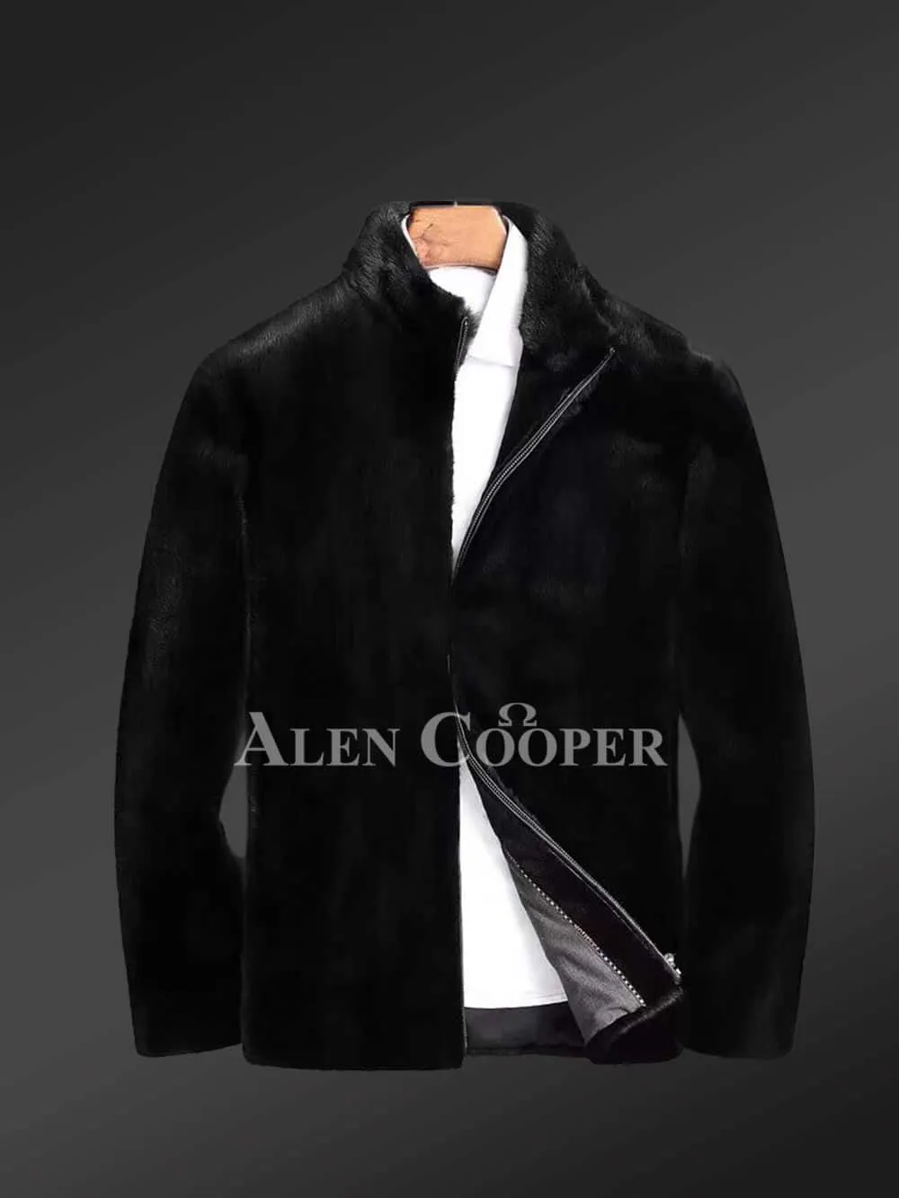 Mysterious Black Full Skin Mink Fur Jacket For Men