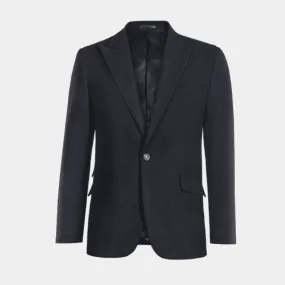 Navy blue super 100s Merino Wool peak lapel Jacket