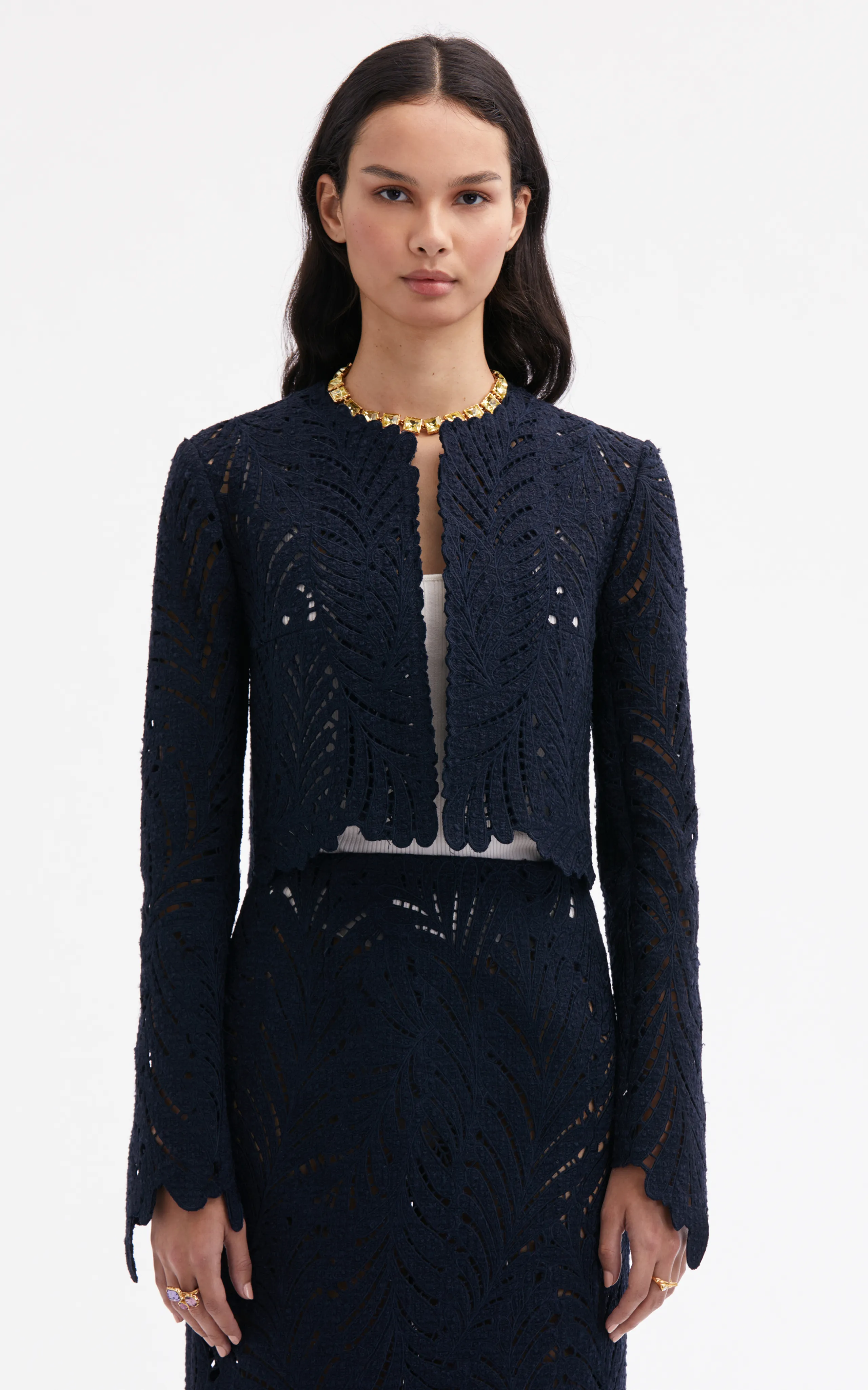 Oscar de la Renta Cutout Wool-Tweed Jacket