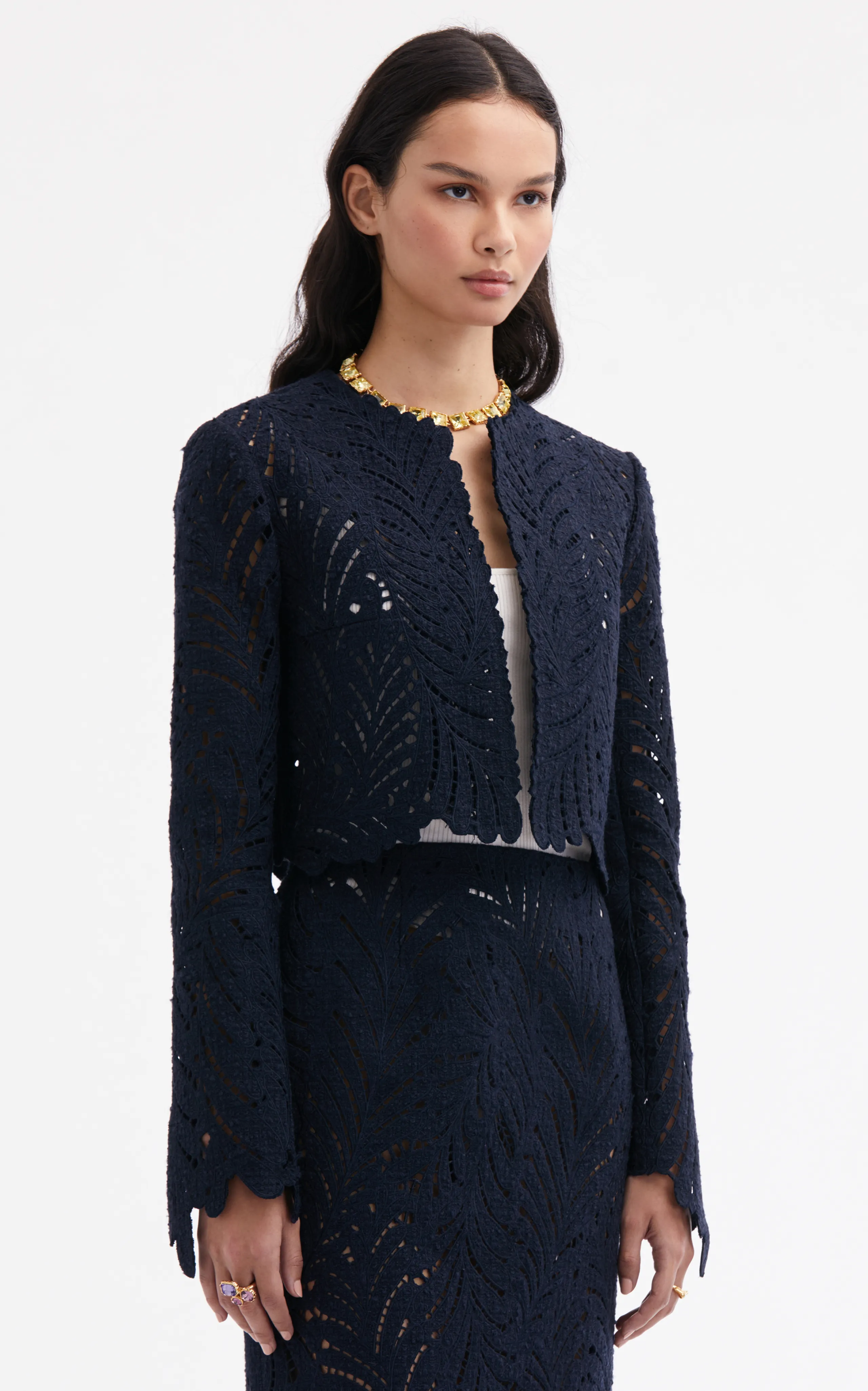 Oscar de la Renta Cutout Wool-Tweed Jacket