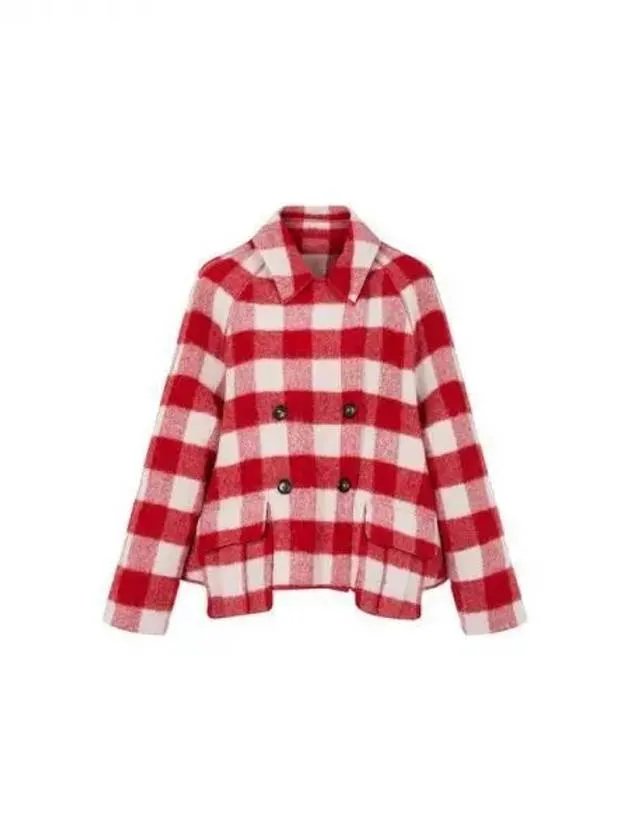 Overseas Station Season Big Chance 8 18 Women s Checkerboard Alpaca Wool Collar Jacket Red 271003