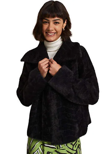 Phase Eight Lucy Black Faux Fur Jacket | Grattan