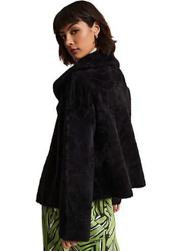 Phase Eight Lucy Black Faux Fur Jacket | Grattan