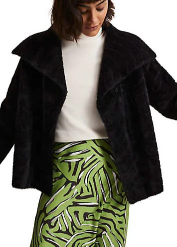 Phase Eight Lucy Black Faux Fur Jacket | Grattan