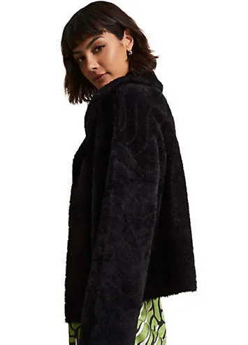 Phase Eight Lucy Black Faux Fur Jacket | Grattan