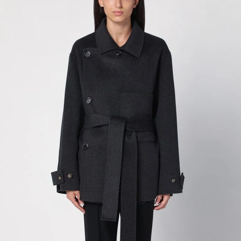 PHILOSOPHY DI LORENZO SERAFINI Elegant Grey Wool Belted Jacket