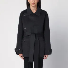 PHILOSOPHY DI LORENZO SERAFINI Elegant Grey Wool Belted Jacket