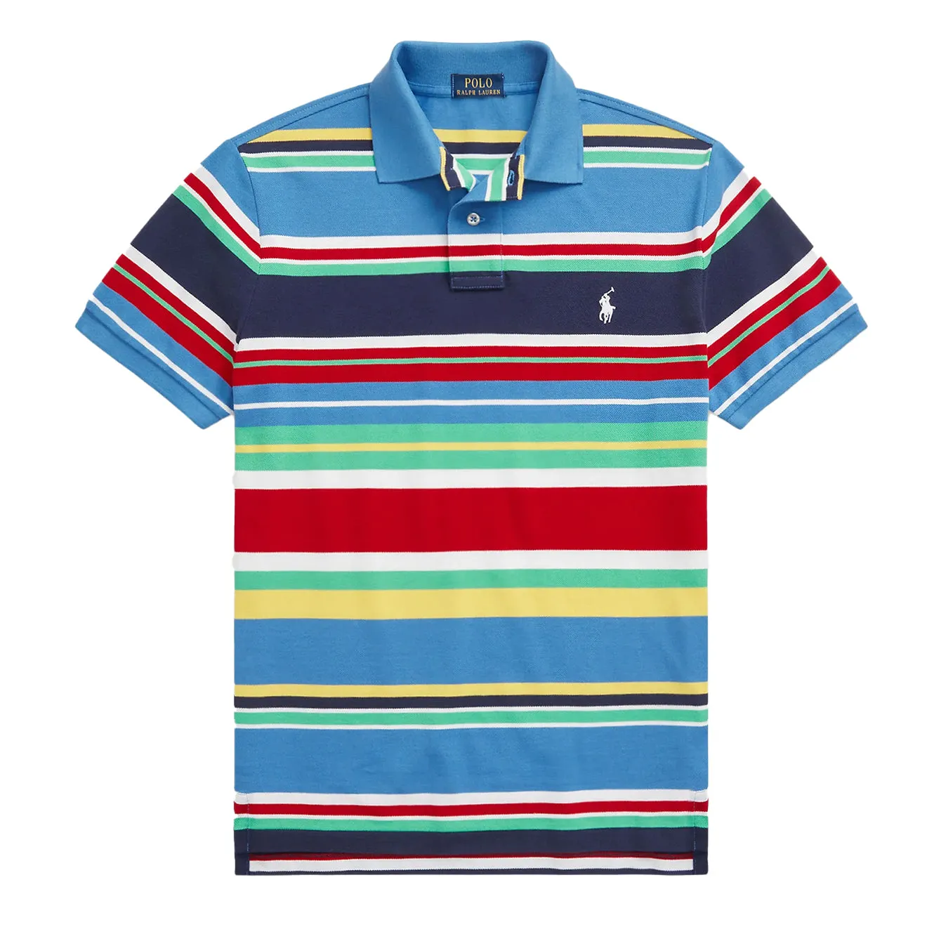 Polo Ralph Lauren Custom Slim Fit Striped Polo Shirt New England Blue Multi