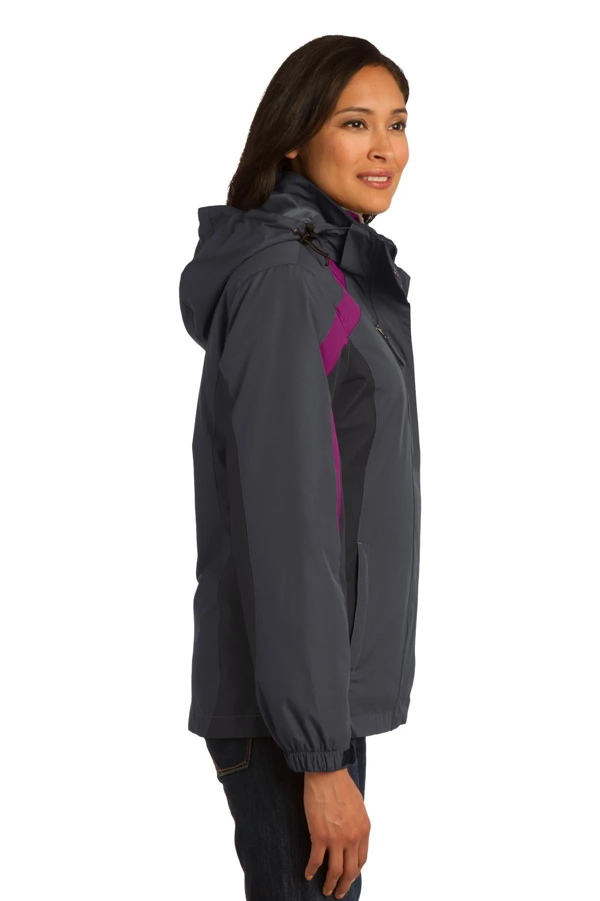 Port Authority Ladies Colorblock 3-in-1 Jacket L321 Magnet Grey/ Black/ Very Berry