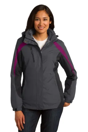 Port Authority Ladies Colorblock 3-in-1 Jacket L321 Magnet Grey/ Black/ Very Berry