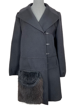 PRADA Asymmetrical Wool Jacket with Fur Pocket Size M