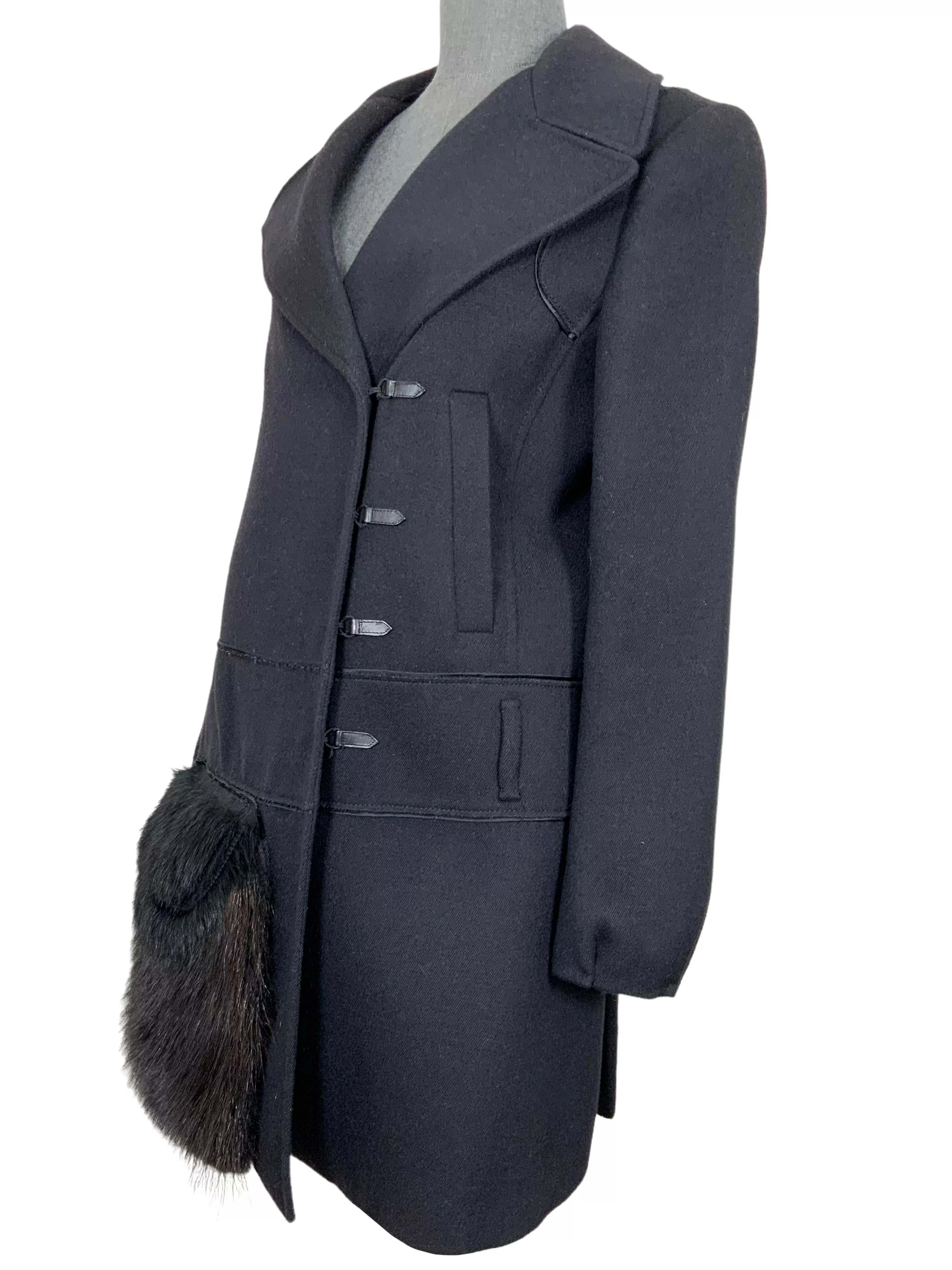 PRADA Asymmetrical Wool Jacket with Fur Pocket Size M