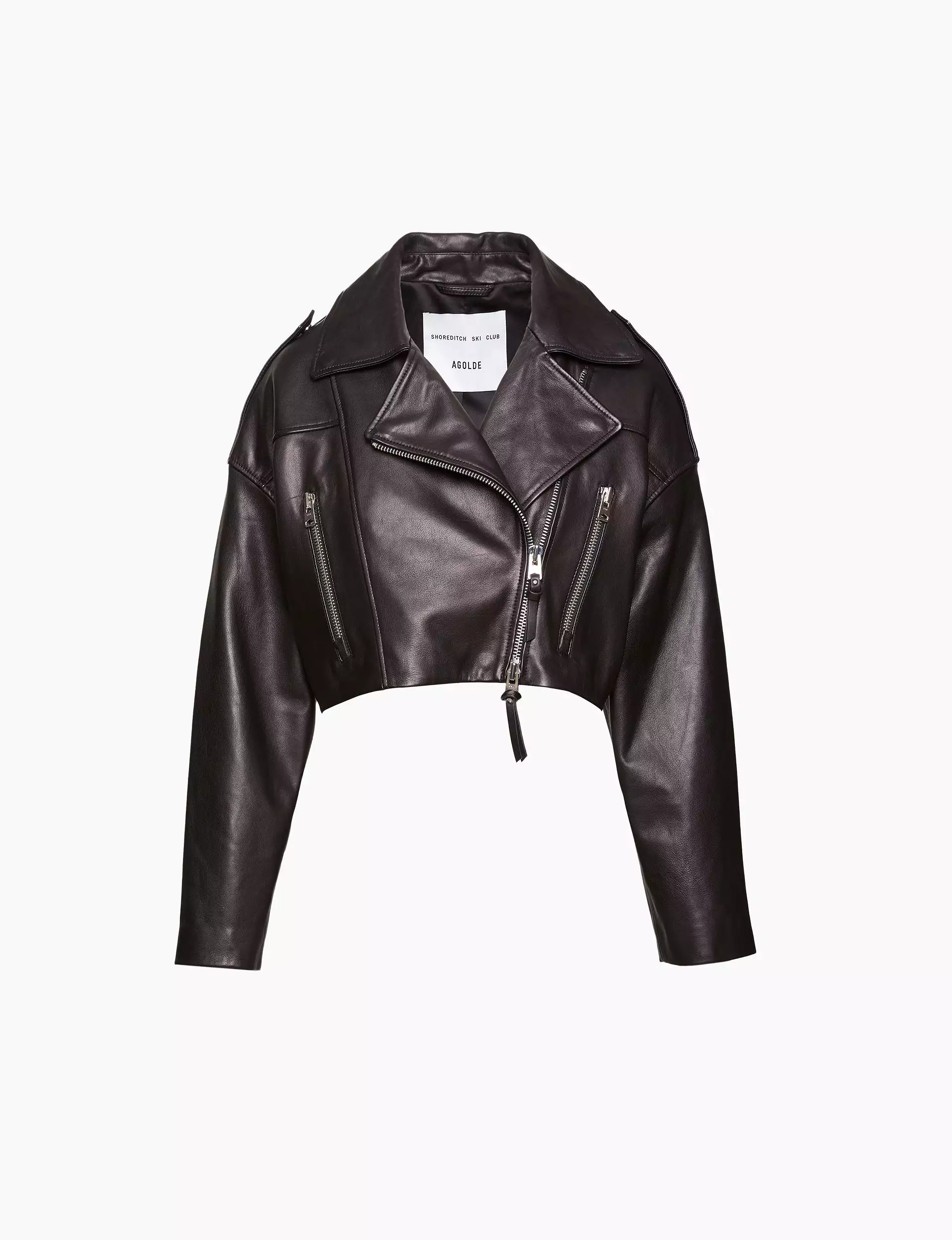 Remi Cropped Leather Biker Jacket