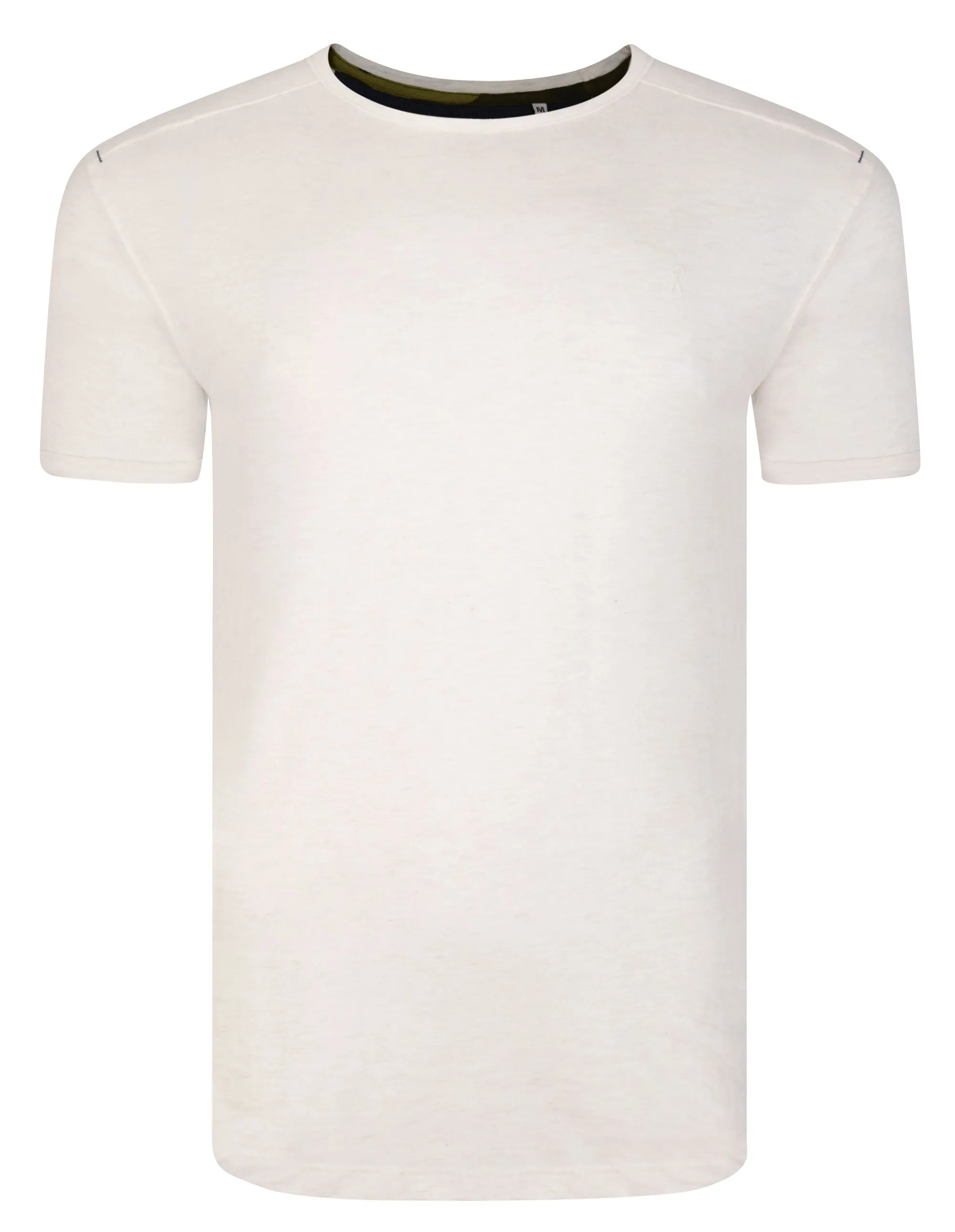 Ringspun Burn Crew Neck Cotton Plain T-shirt Ecru