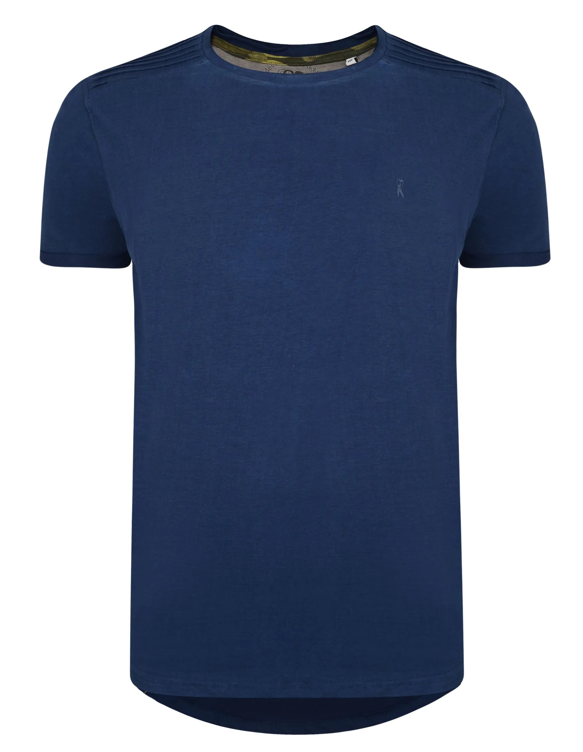 Ringspun Neon Crew Neck Cotton Plain T-shirt Navy