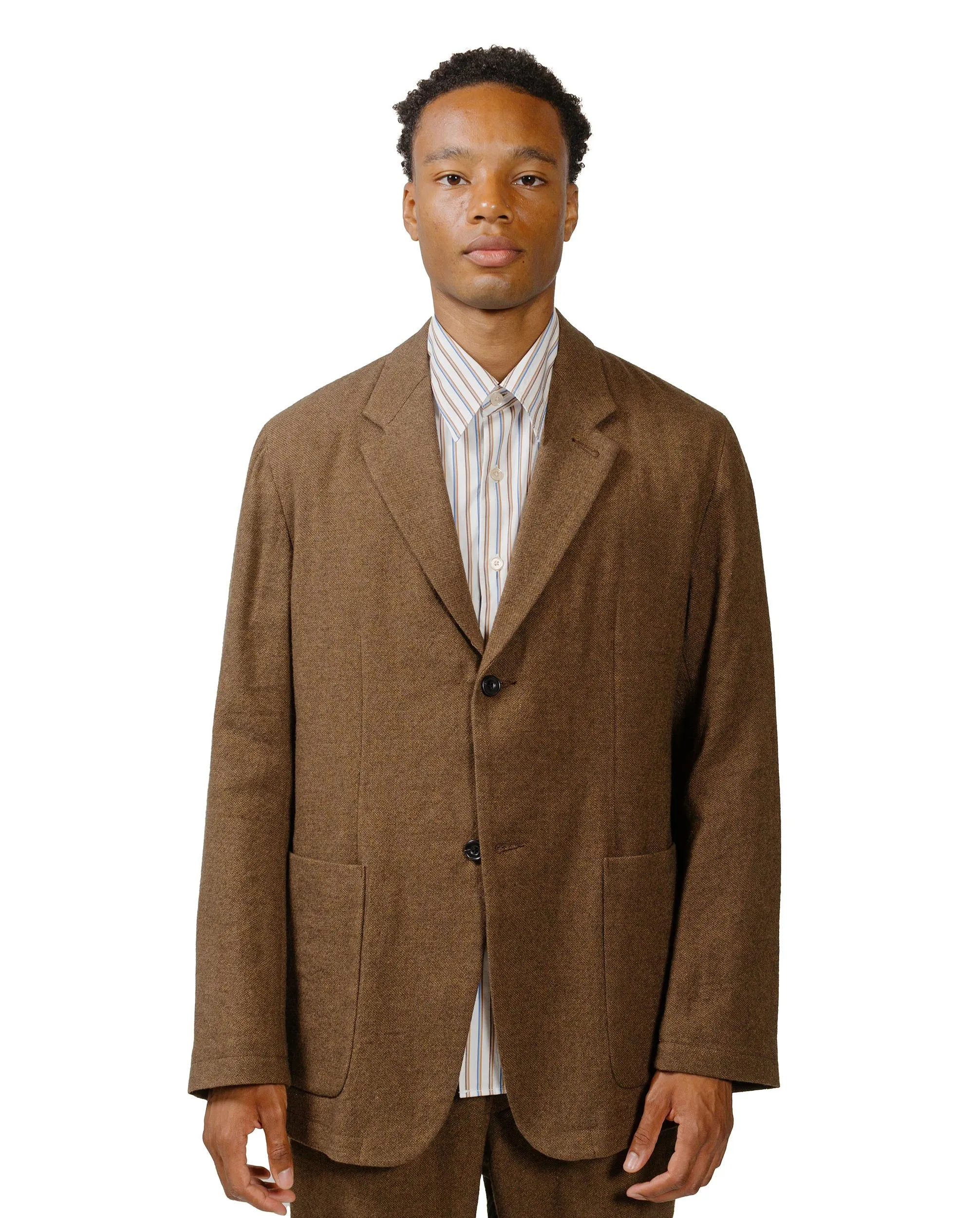 Sage de Cret Wool/Linen Tumbler Tailored Jacket Brown