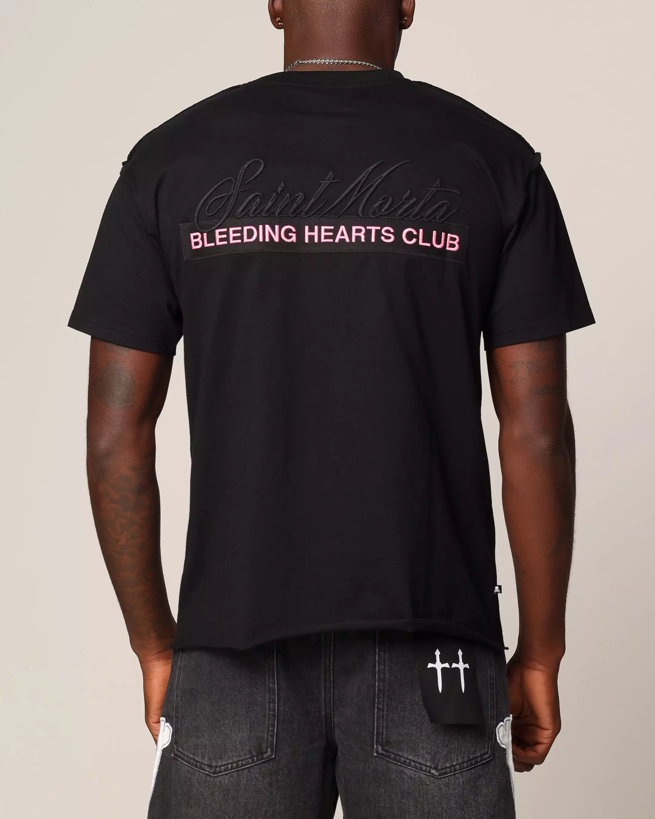 Saint Morta Bleeding Hearts Club Cut T-Shirt Black