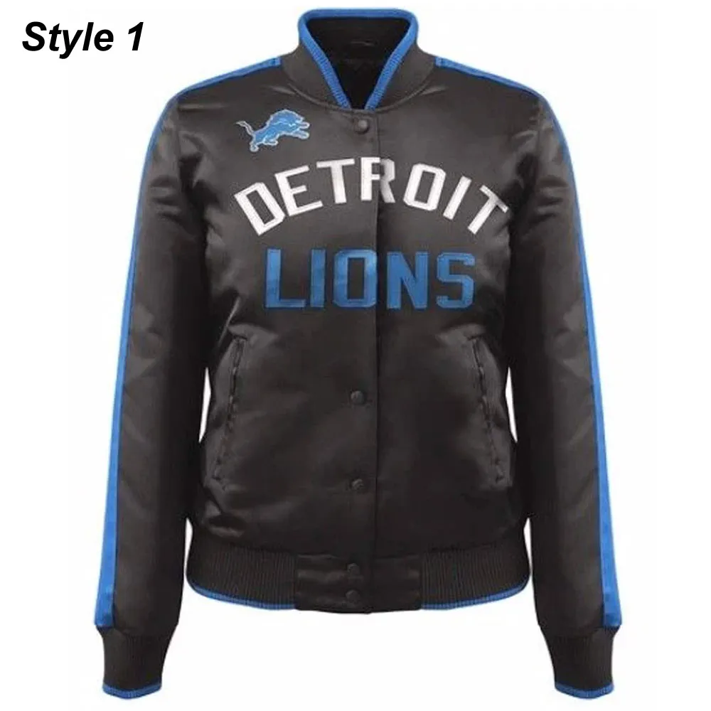 Show Time Detroit Lions Satin Black Jacket