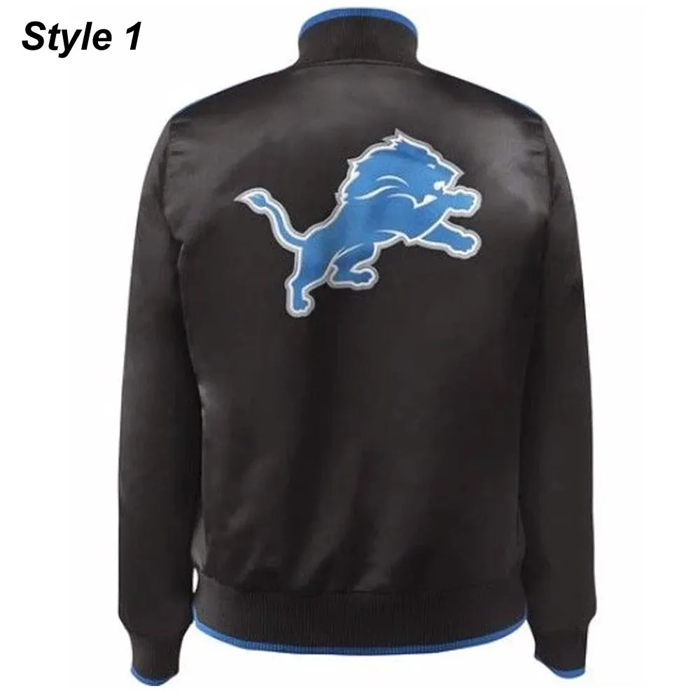 Show Time Detroit Lions Satin Black Jacket