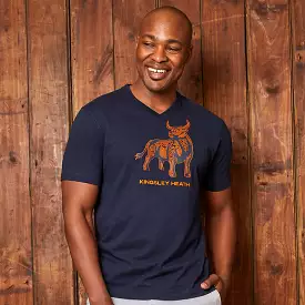 Slatted Charging Bull V-Neck Tee Midnight