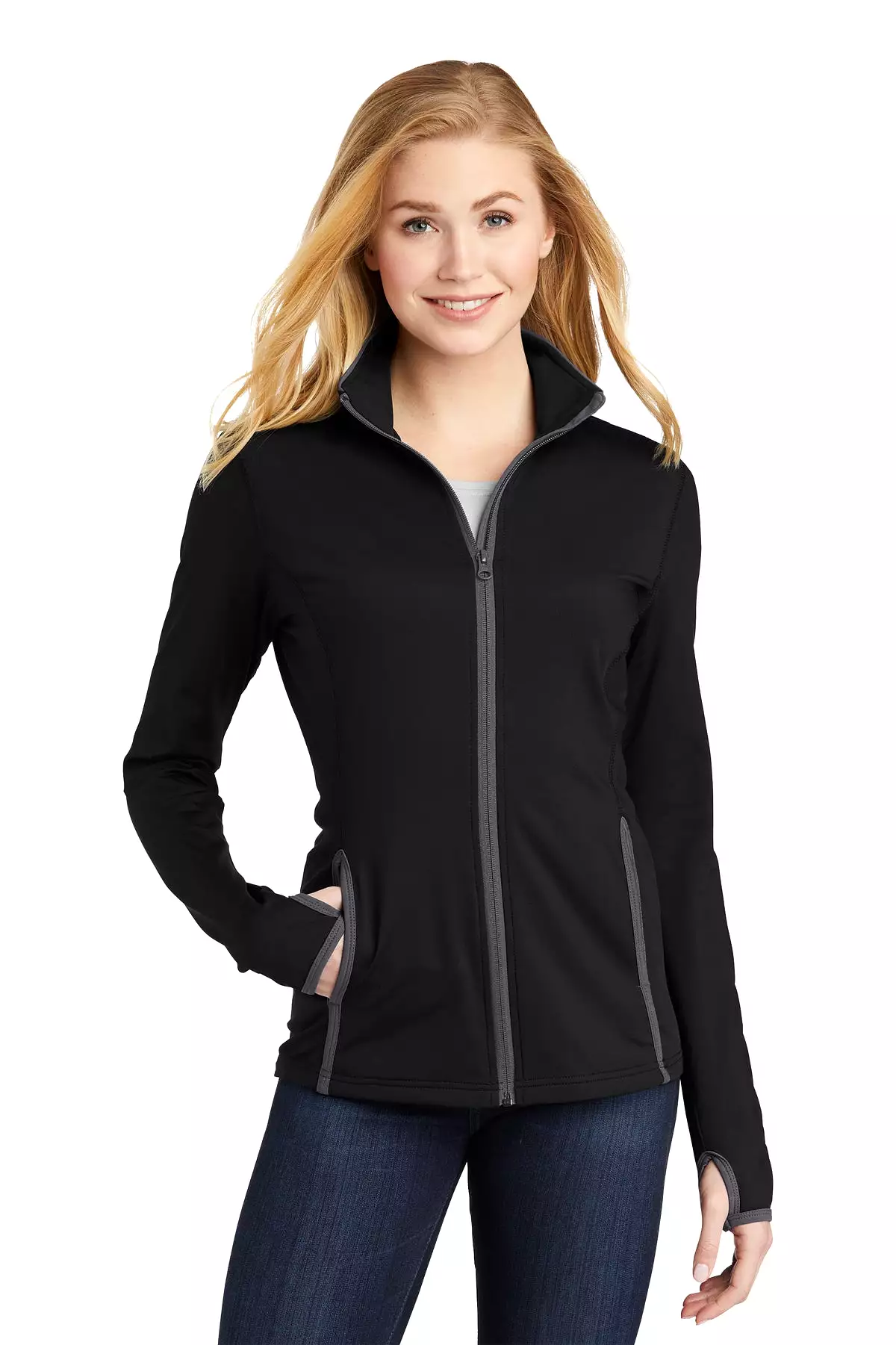 Sport-Tek LST853 Ladies Sport-Wick Stretch Contrast Full-Zip Jacket