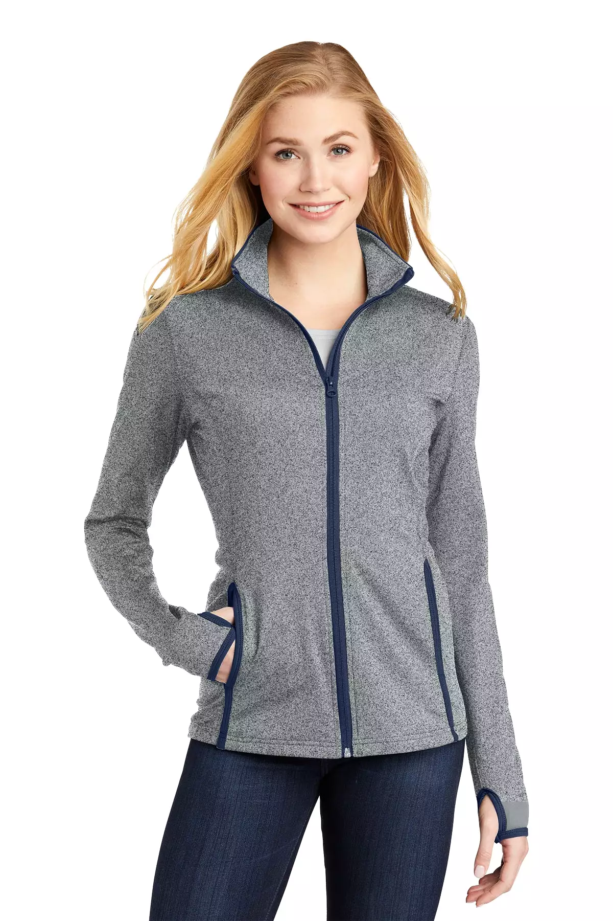 Sport-Tek LST853 Ladies Sport-Wick Stretch Contrast Full-Zip Jacket