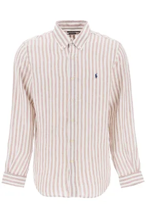 striped custom-fit shirt 710837274005 5138C KHAKI WHITE