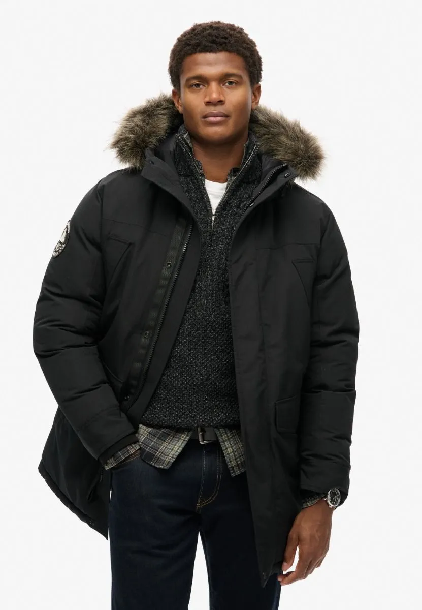 Superdry Everest Faux Fur Parka Jacket Jet Black