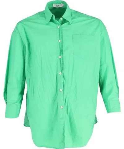 THE FRANKIE SHOP Button-Down Shirt in Bright Green Cotton