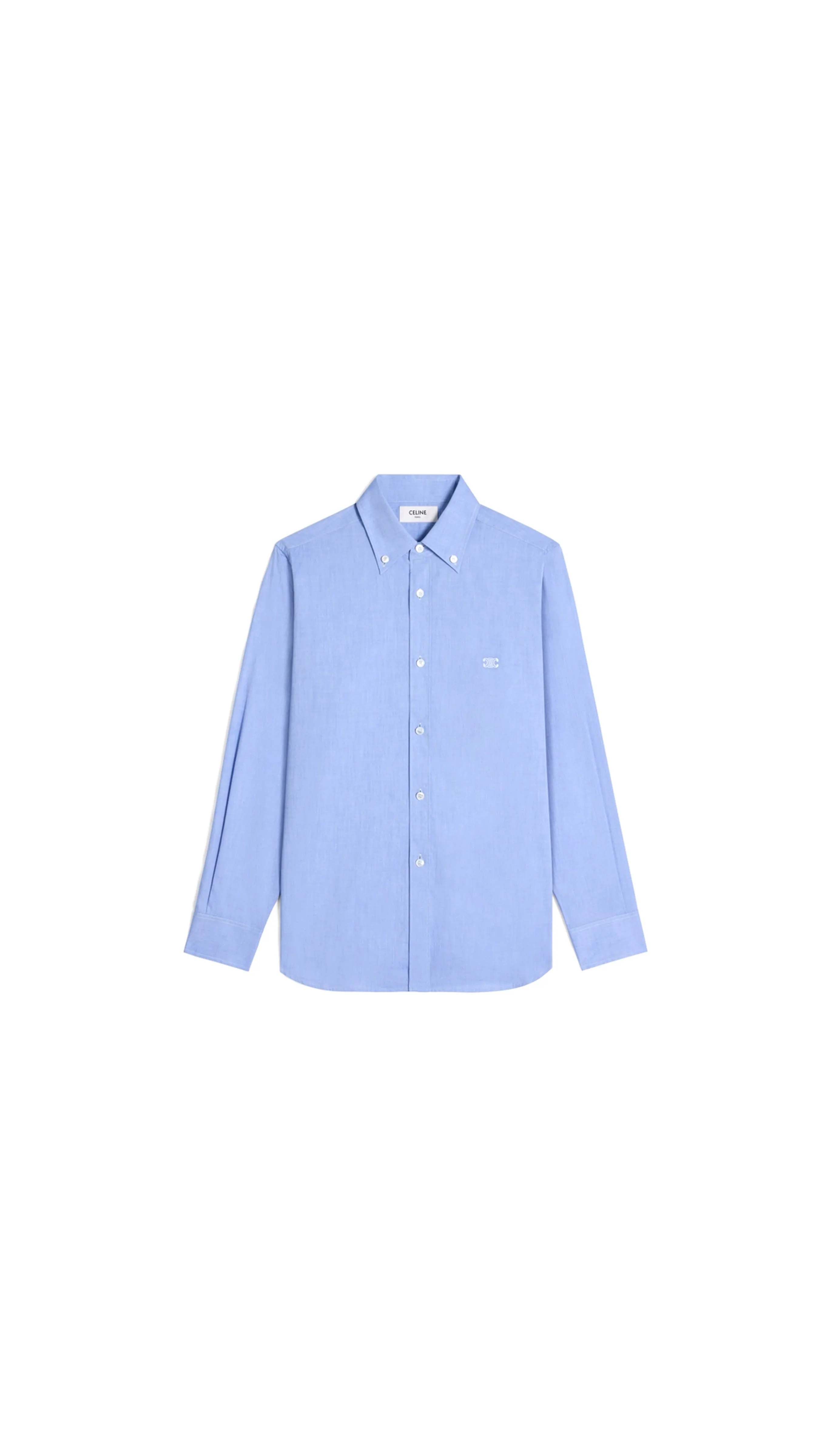 Tomboy Shirt In Cotton Chambray - Bleu Azur/Craie