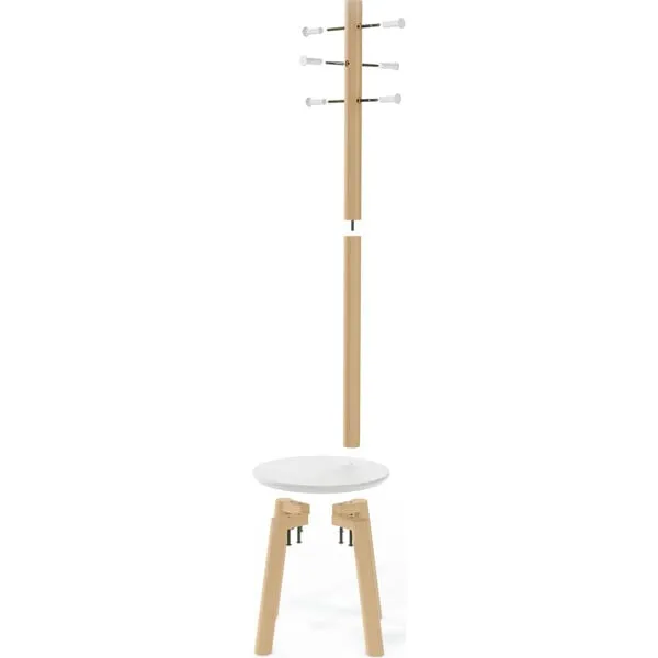 Umbra Pillar Stool/Coat Rack, White/Natural