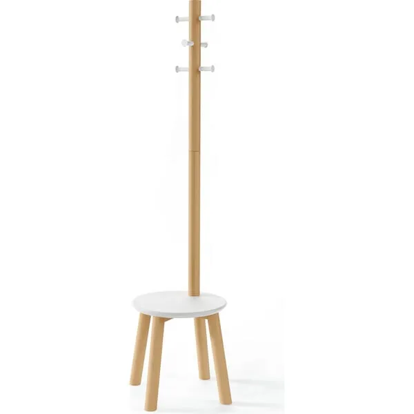 Umbra Pillar Stool/Coat Rack, White/Natural