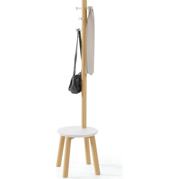 Umbra Pillar Stool/Coat Rack, White/Natural