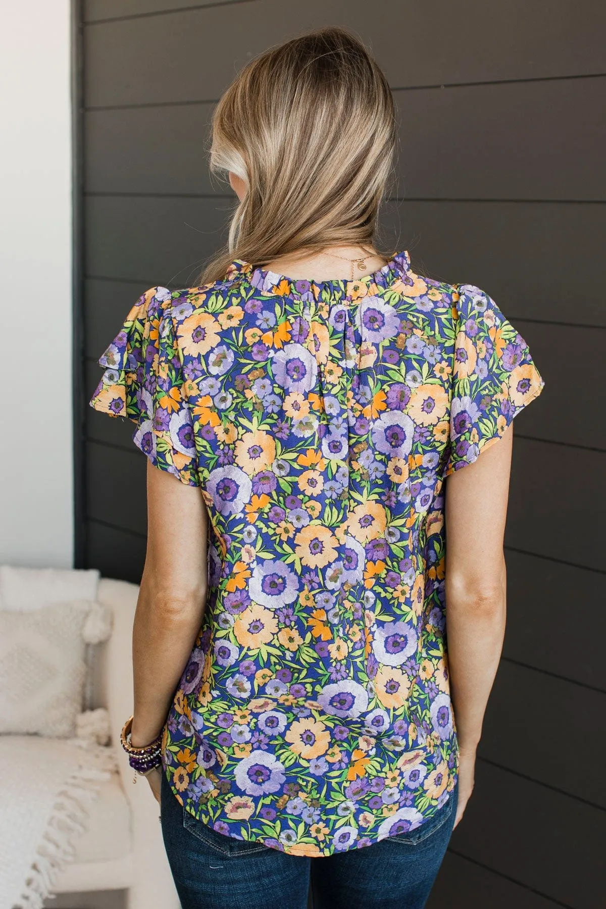 Unreal Beauty Floral Blouse- Purple & Yellow