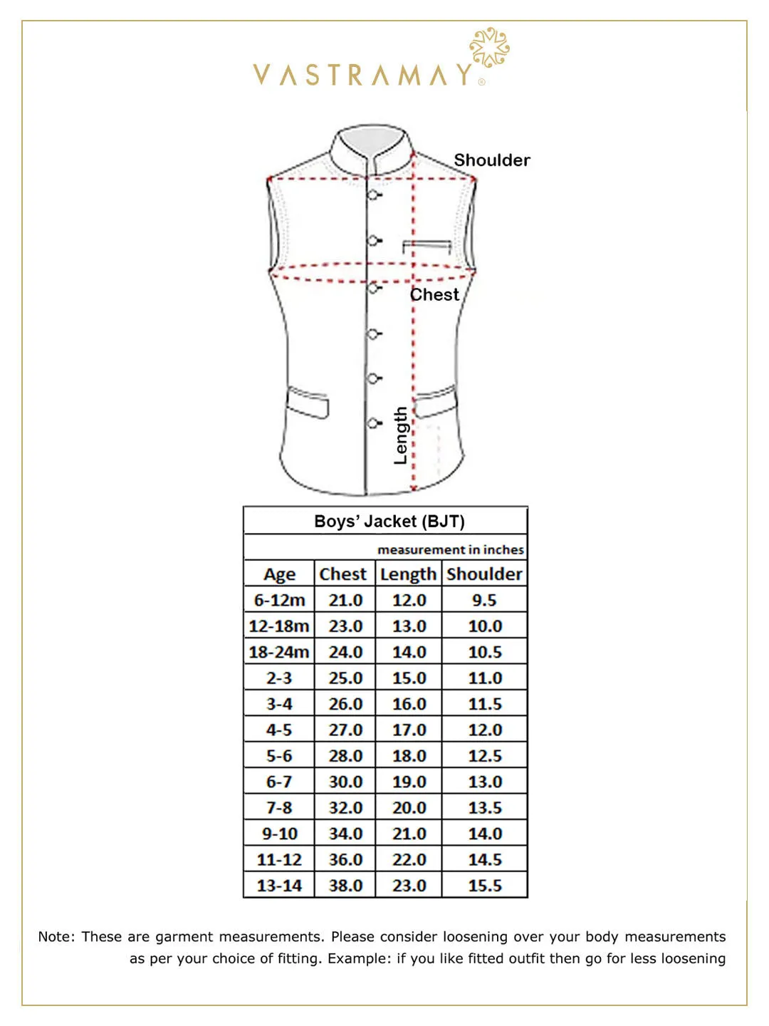 VASTRAMAY Boys' Gold Cotton Silk Blend Nehru Jacket