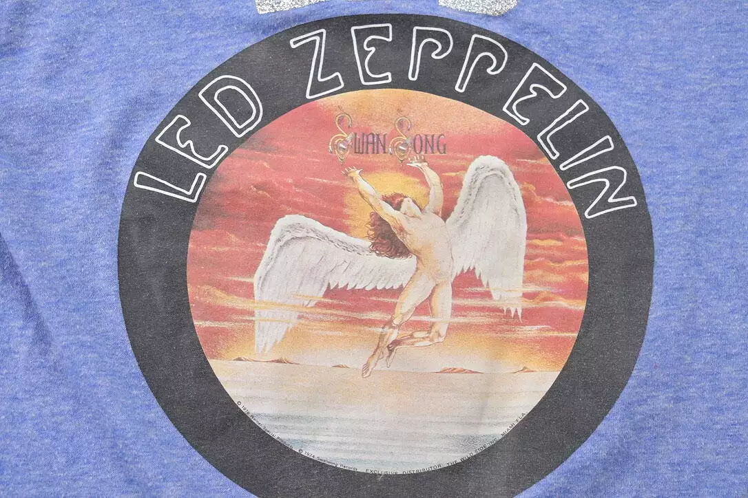 Vintage 1976 Youth Led Zeppelin Swan Song Double Sided Promo Band Ringer T-shirt / Band Tee / 70s T-shirt / Music Promo / Premiu